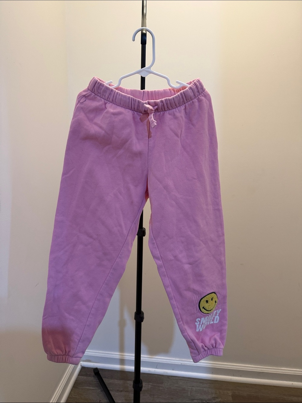 H&M Pink Sweatpants with Smiley Patch